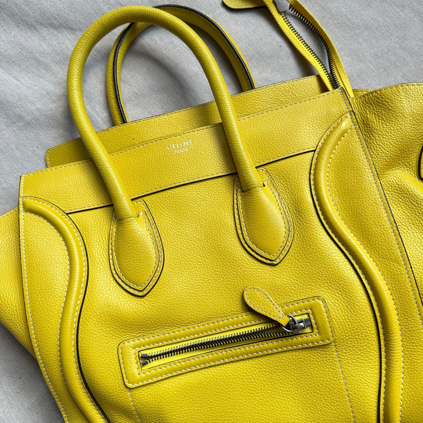 Celine Lime Green Luggage Tote