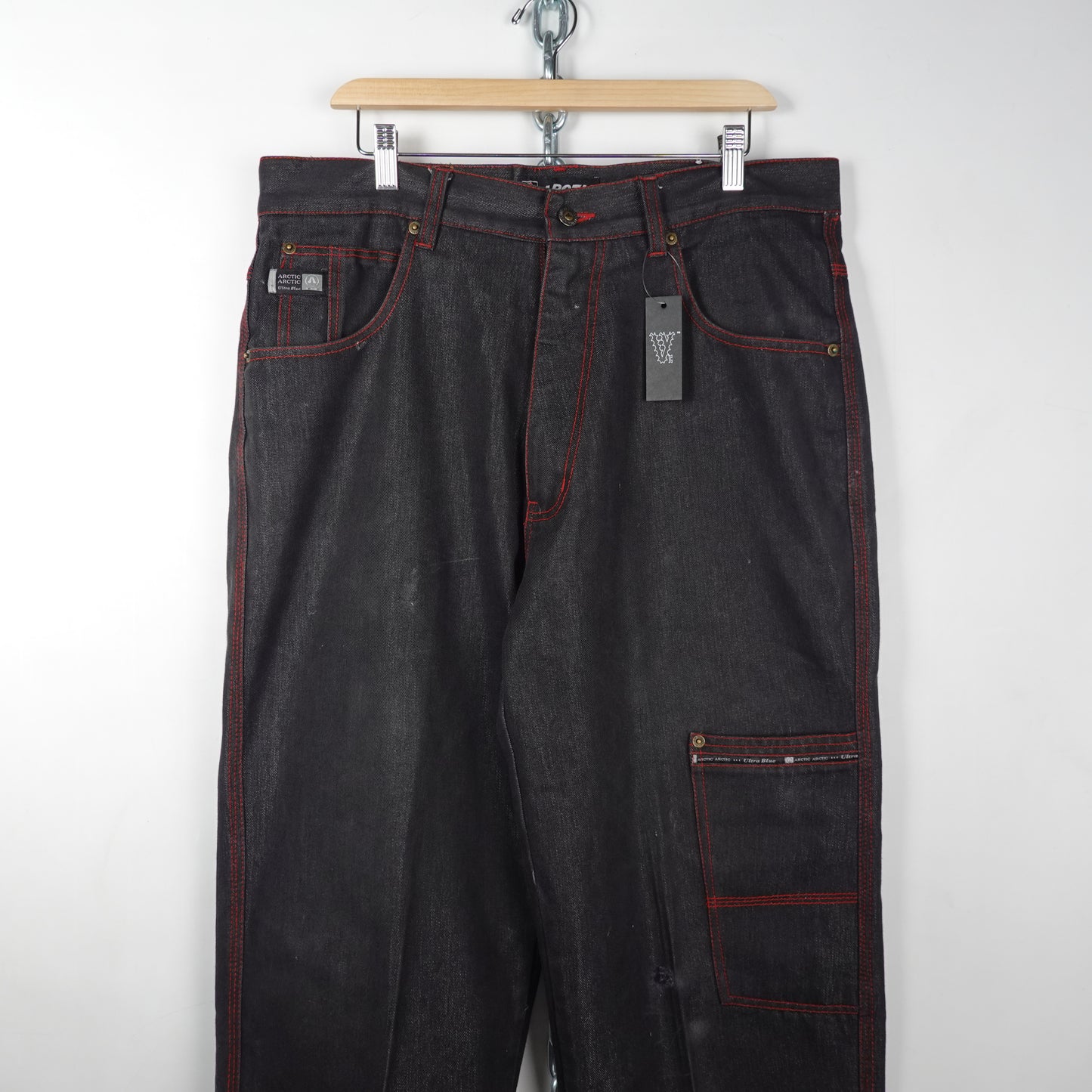 Arctic Red/Black Contrast Denim Pants - Size 36