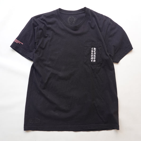 Chrome Hearts Pink Vertical Spell Out Pocket Tee -Size L