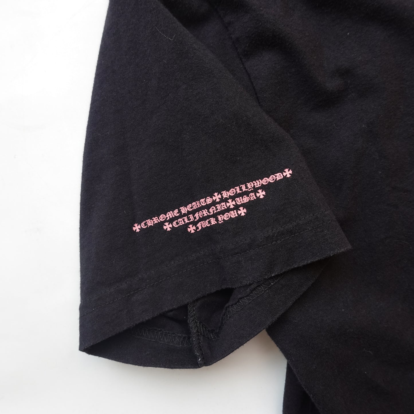 Chrome Hearts Pink Vertical Spell Out Pocket Tee -Size L