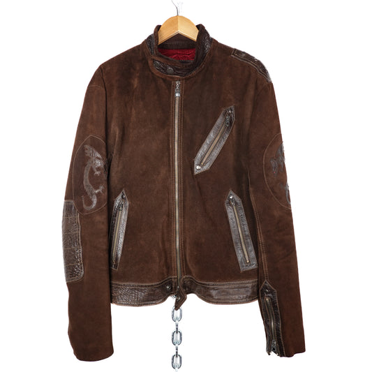 AW 1998 Armani Dragon Suede and Leather Jacket - Size M