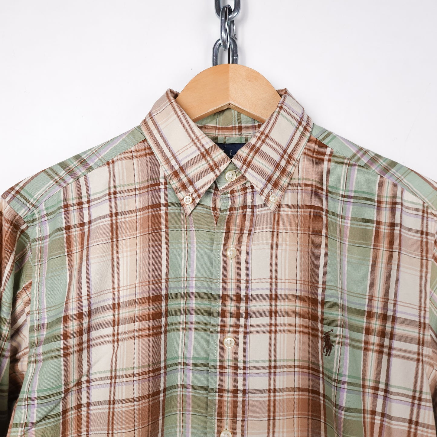 Polo RL Brown & Green Button up - Size M