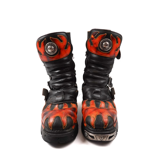Y2K Newrock Flame Boots - Size 44