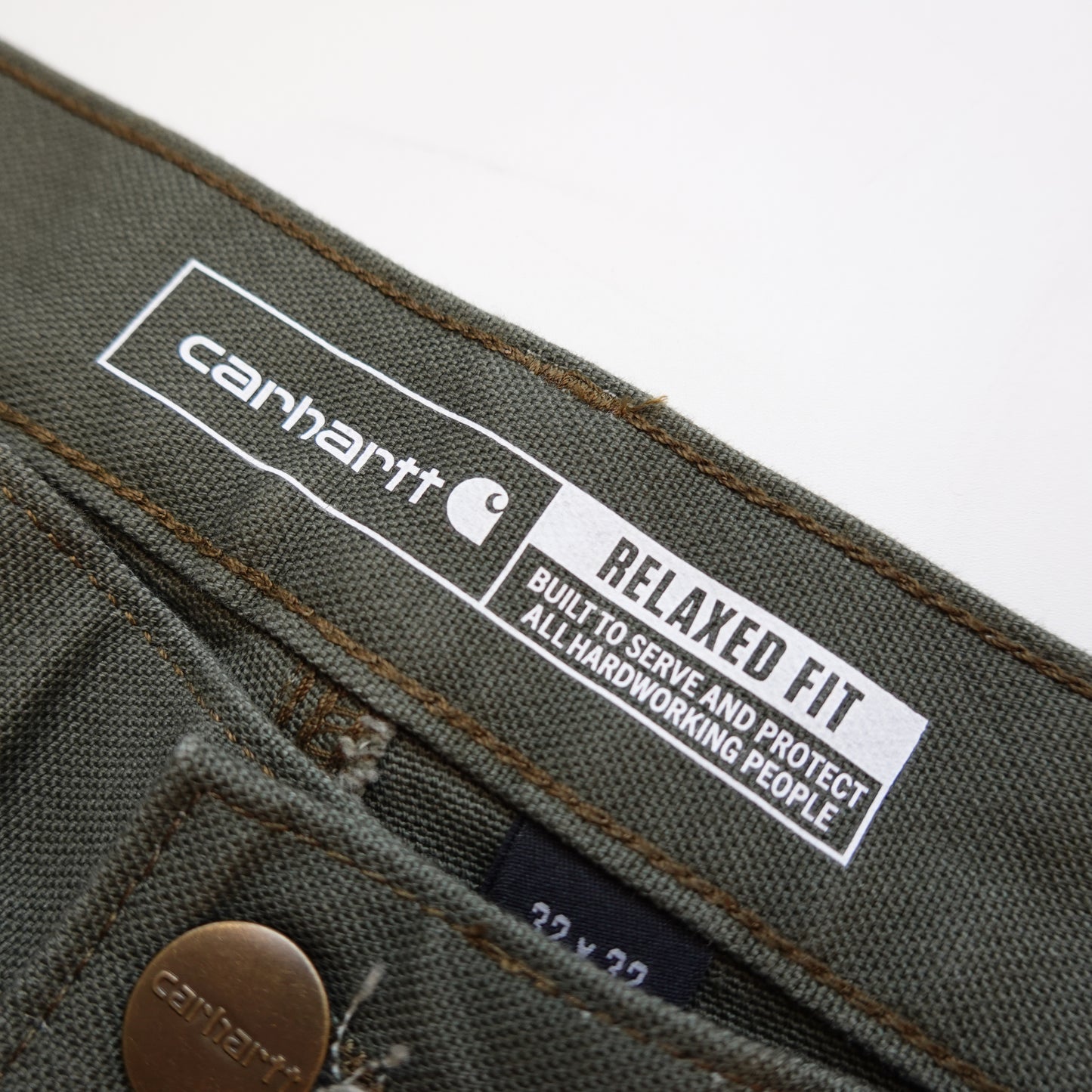 Carhartt Olive Green Double Knees - Size 32