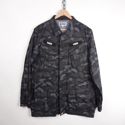 Bape Black Camo Military Jacket - Size XL