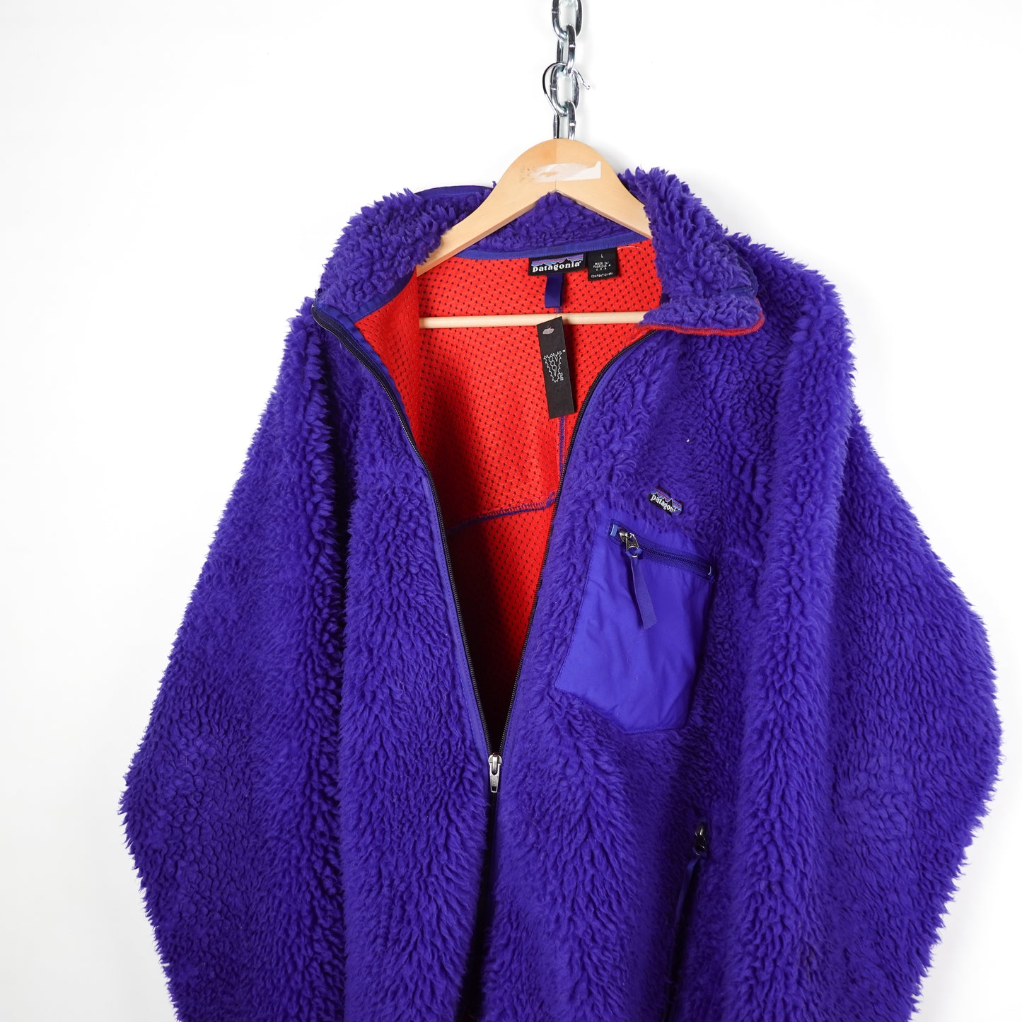 1990s Patagonia Cobalt Deep Pile Fleece - Size L