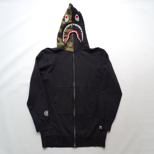 Bape Long Shark Full Zip Hoodie - Size L