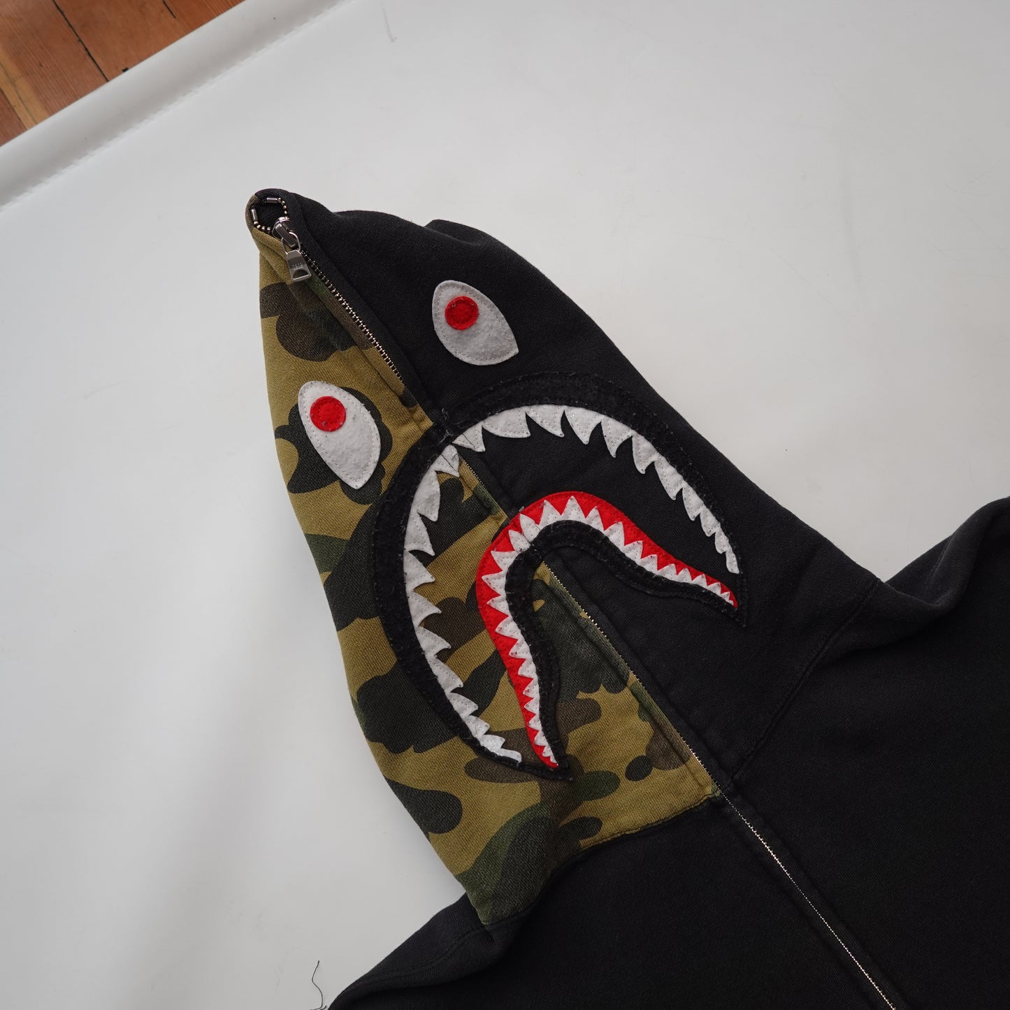 Bape Long Shark Full Zip Hoodie - Size L
