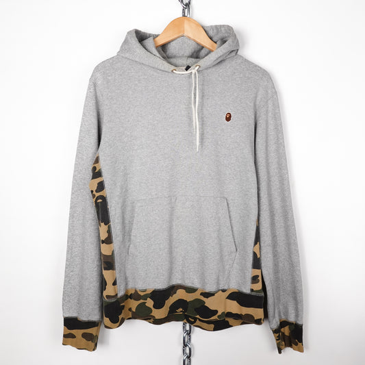 Bape Grey/Camo Hoodie - Size L
