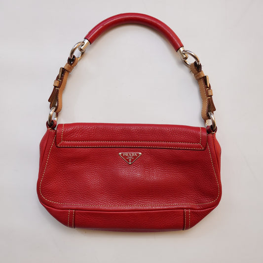 Prada Red Leather Shoulder Bag