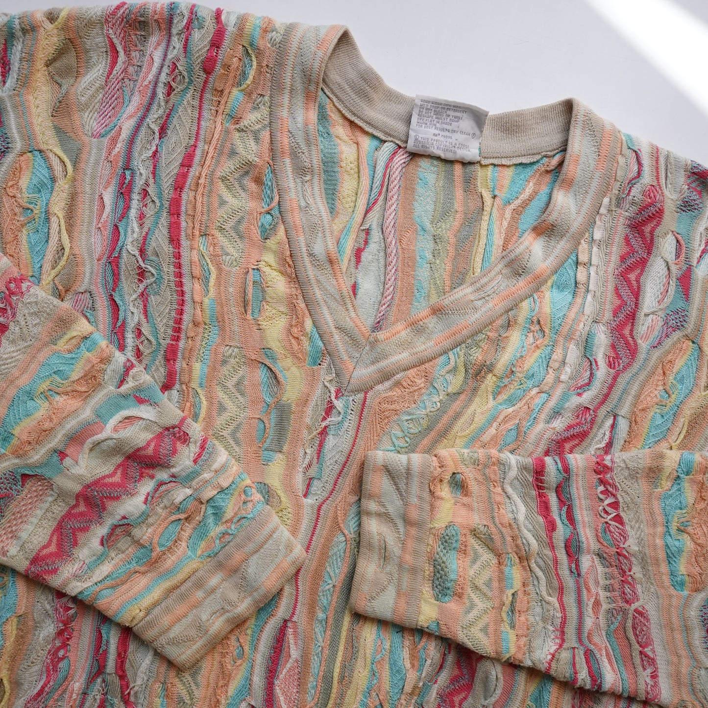 Vintage Coogi 3D Knit V-Neck Sweater - Size XL