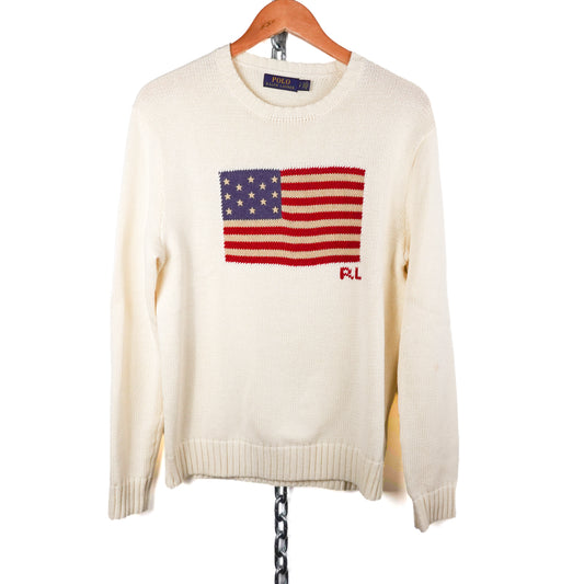 Polo RL Cream American Flag Knit - Size S