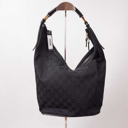 Gucci Black Monogram Hobo Shoulder Bag