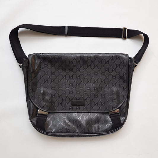Gucci Patent Leather Monogram Messenger Bag