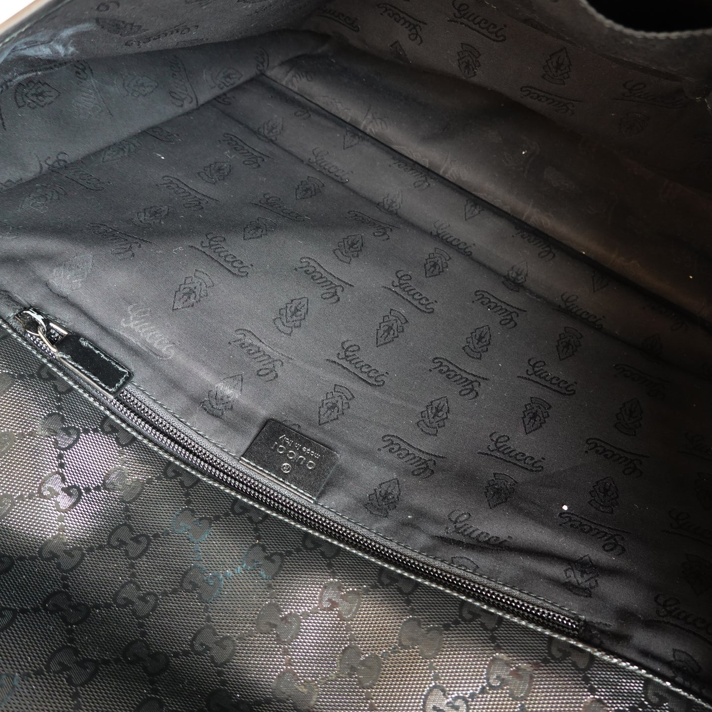 Gucci Patent Leather Monogram Messenger Bag