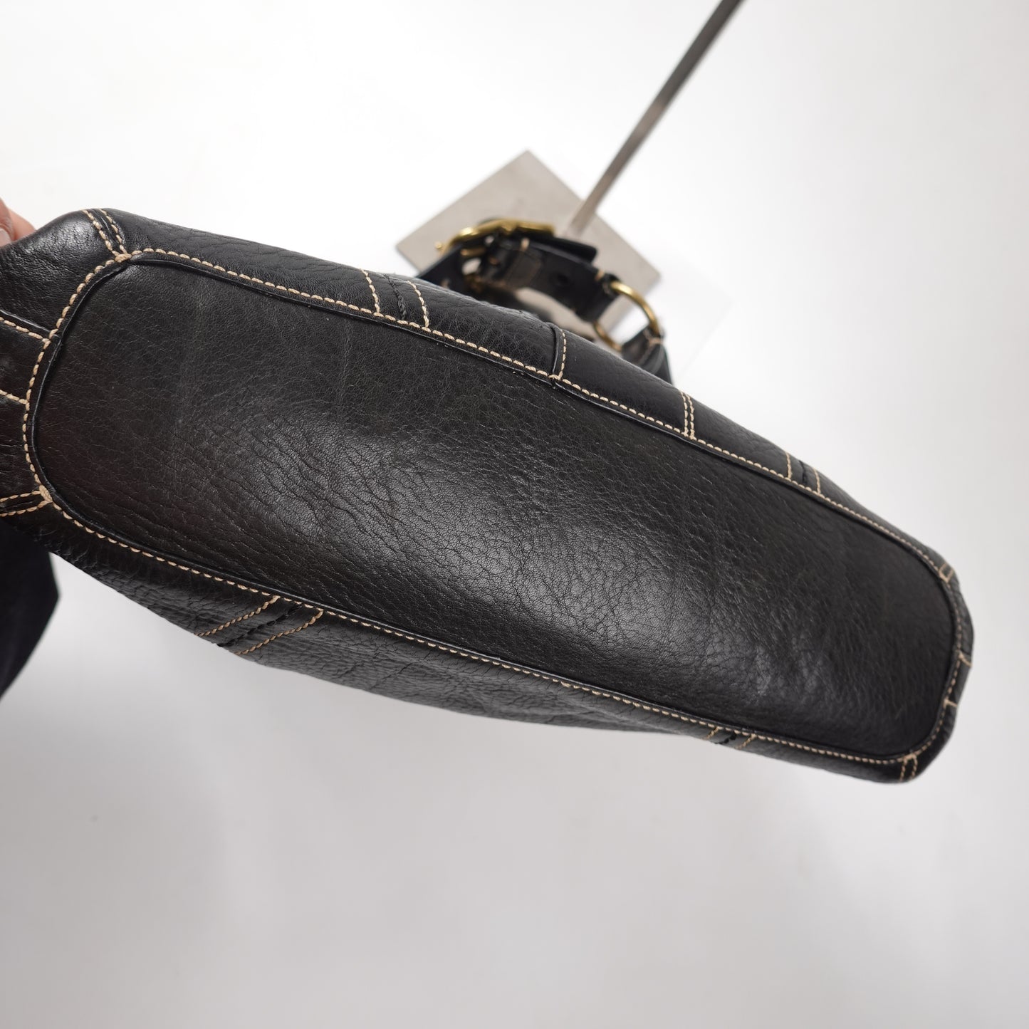 Coach Pebbled Leather Lace Up Shoulder Bag
