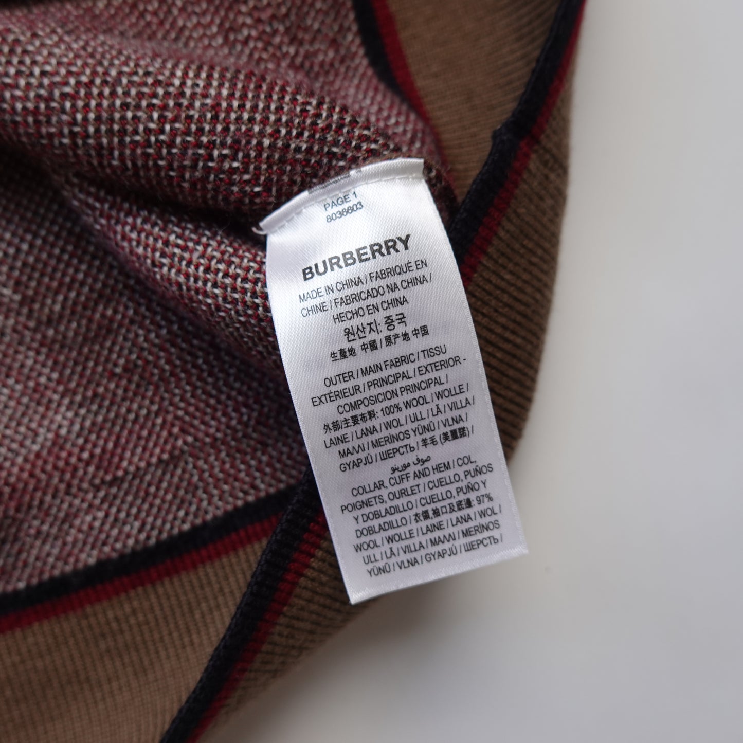 Burberry Nova Check Wool Sweater - Size XL