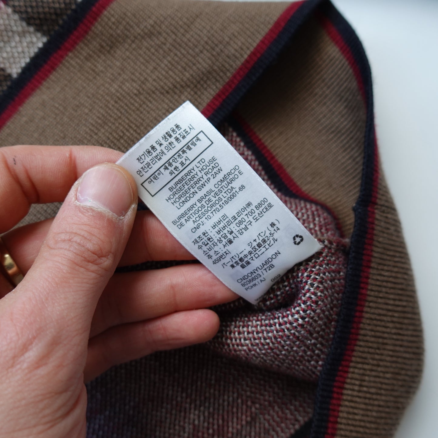 Burberry Nova Check Wool Sweater - Size XL