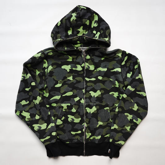 Bape Green Camo Full Zip Hoodie - Size M