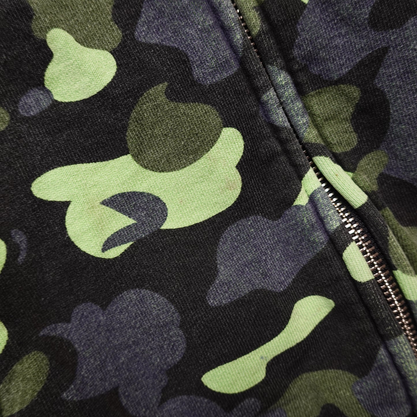 Bape Green Camo Full Zip Hoodie - Size M
