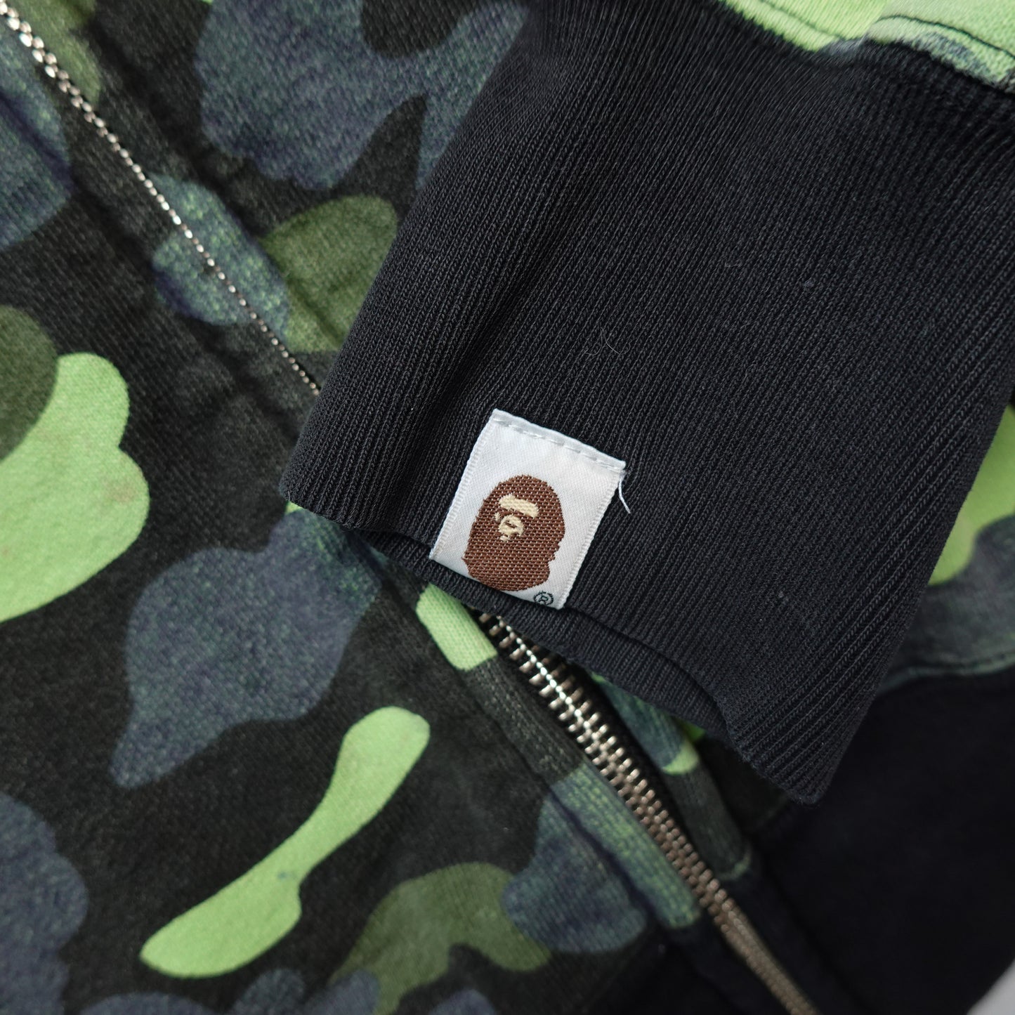 Bape Green Camo Full Zip Hoodie - Size M