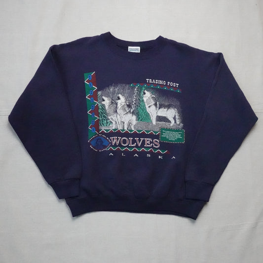 1990s Alaska Wolves Crewneck - Size L