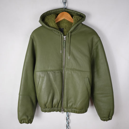 Stussy Workwear Shearling Green Hooded Jacket - Size S