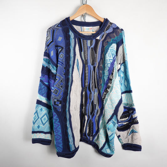 1990s Coogi Aqua 3D Knit - Size L