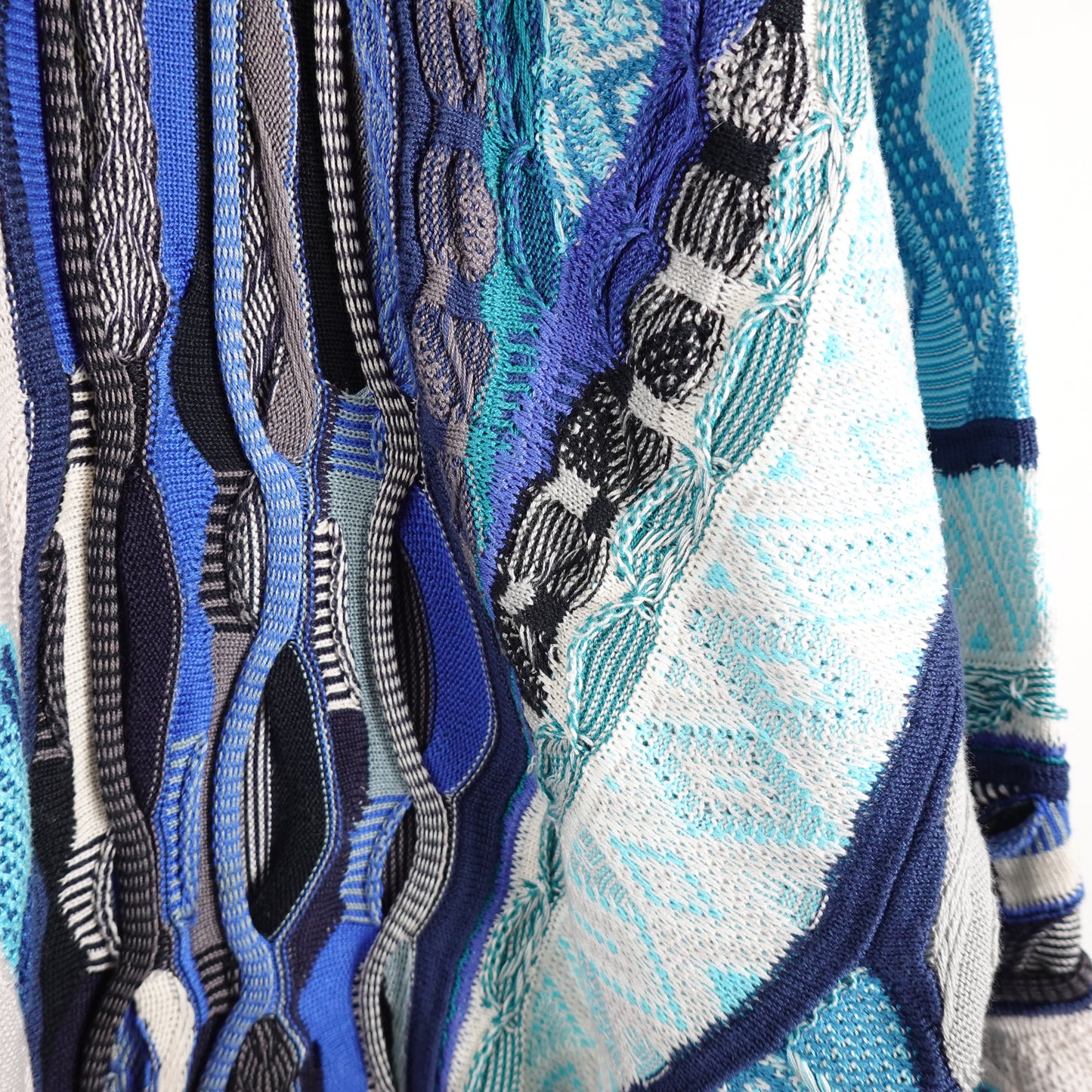 1990s Coogi Aqua 3D Knit - Size L