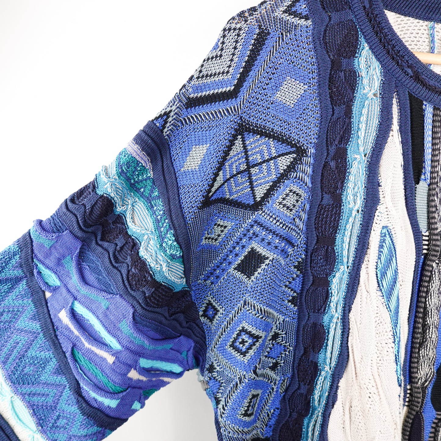 1990s Coogi Aqua 3D Knit - Size L