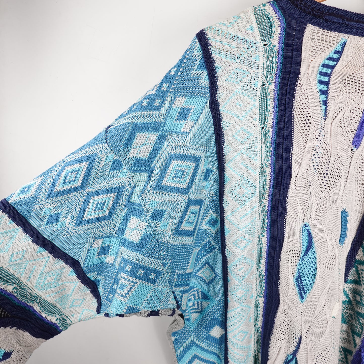 1990s Coogi Aqua 3D Knit - Size L