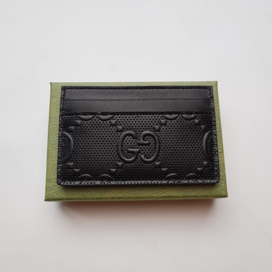 Gucci GG Embossed Leather Card Wallet - Black