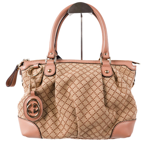 Gucci Diamante Sukey Top Handle Bag - Pink/Beige