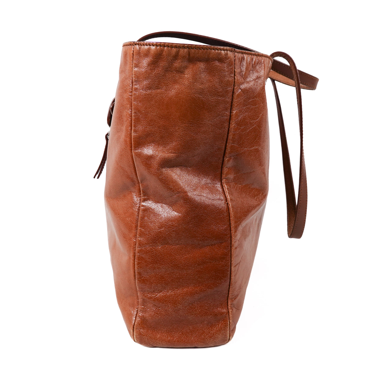 Miu Miu Vitello Leather Tote Bag Brown