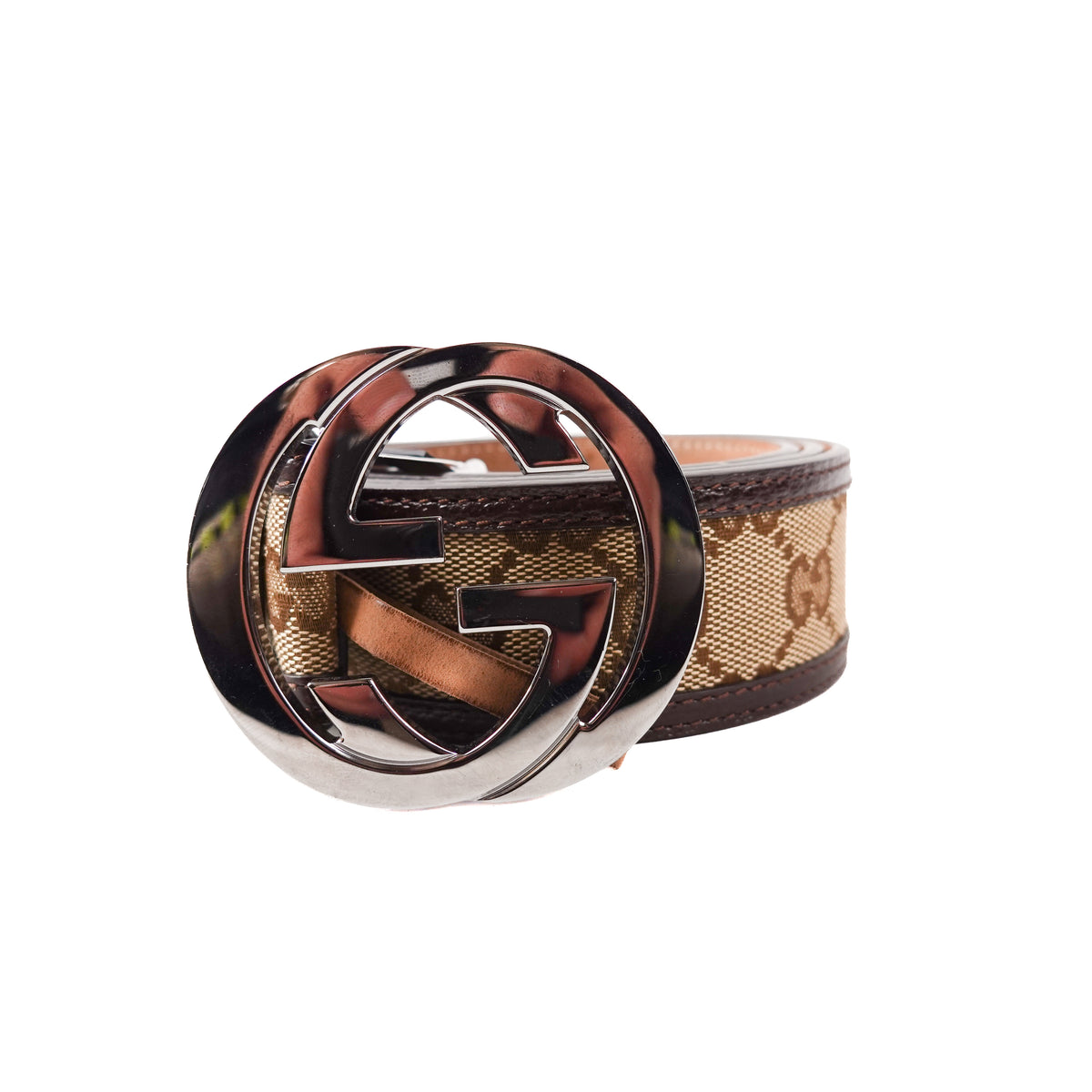 Gucci GG Supreme Leather Trim Belt - Size 30