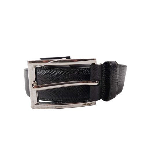 Prada Black Leather Belt - Size 37
