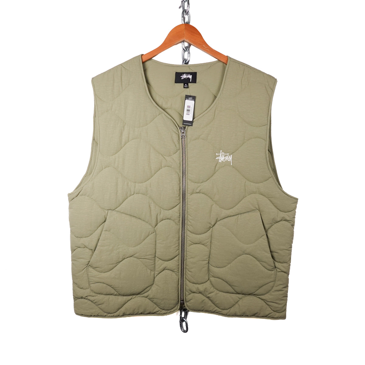 Stussy Green Recycled Nylon Vest - Size XL