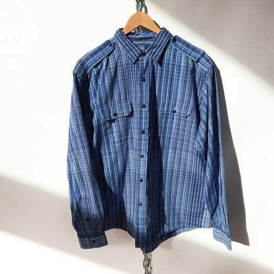 Polo RL Blue Plaid Button up - Size XL