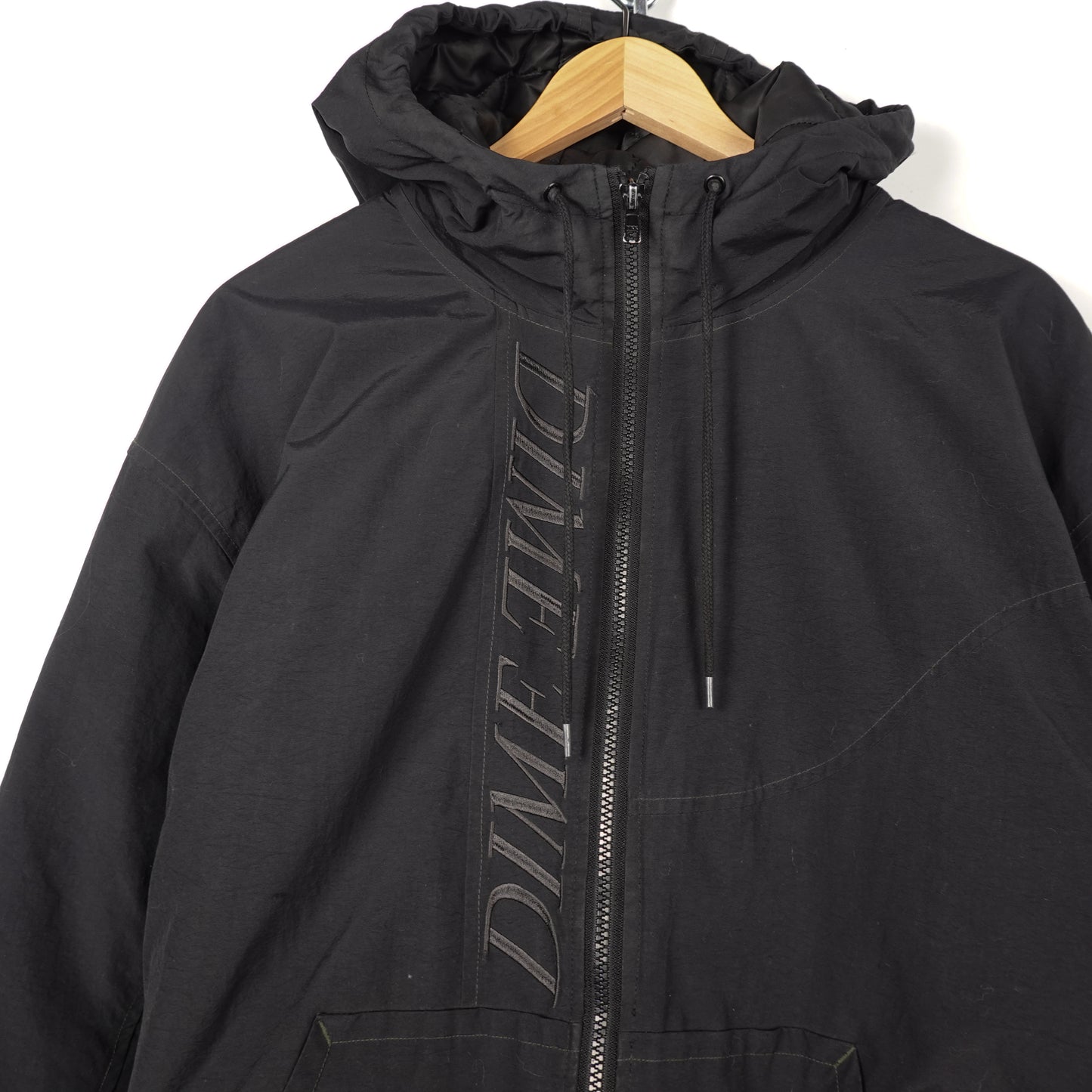 Dime Quilted Black Hooded Jacket - Size L