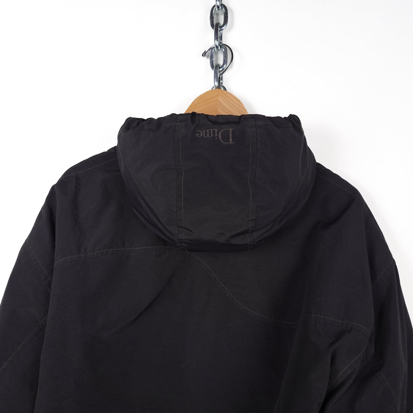 Dime Quilted Black Hooded Jacket - Size L