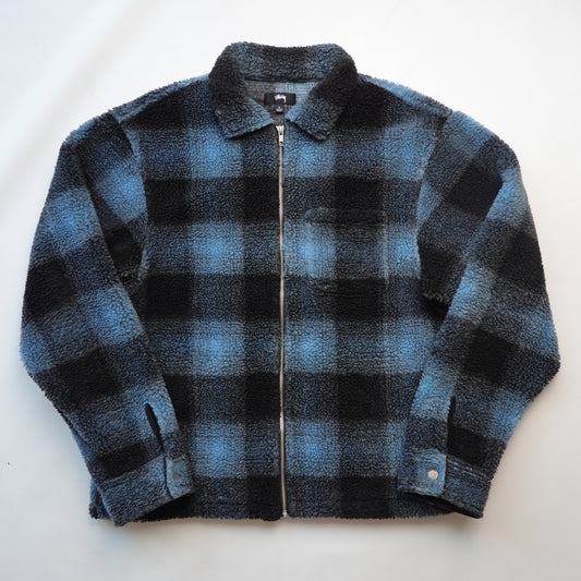Stussy Deepile Sherpa Zip Up Jacket - Size L