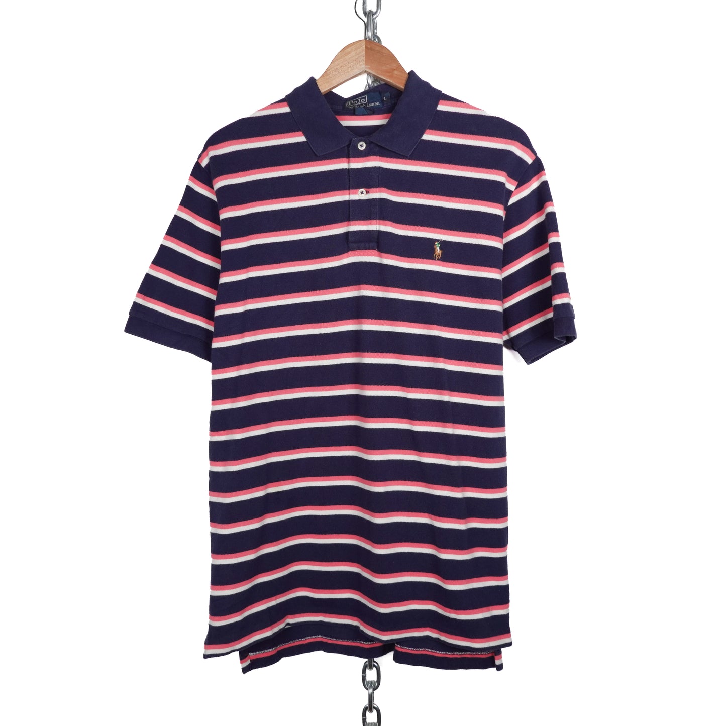 Polo RL Pink Striped Shirt - Size L