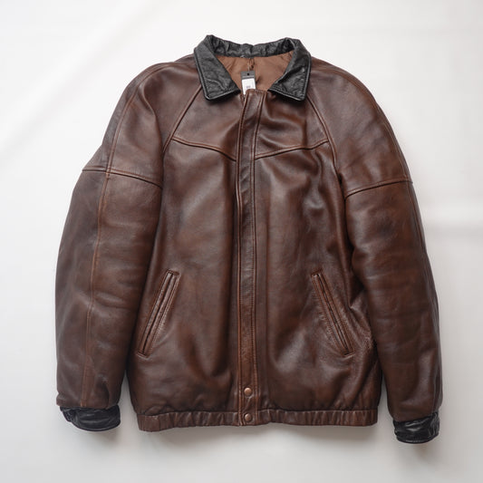 Vintage Leather Insulated Brown Jacket - Size XL