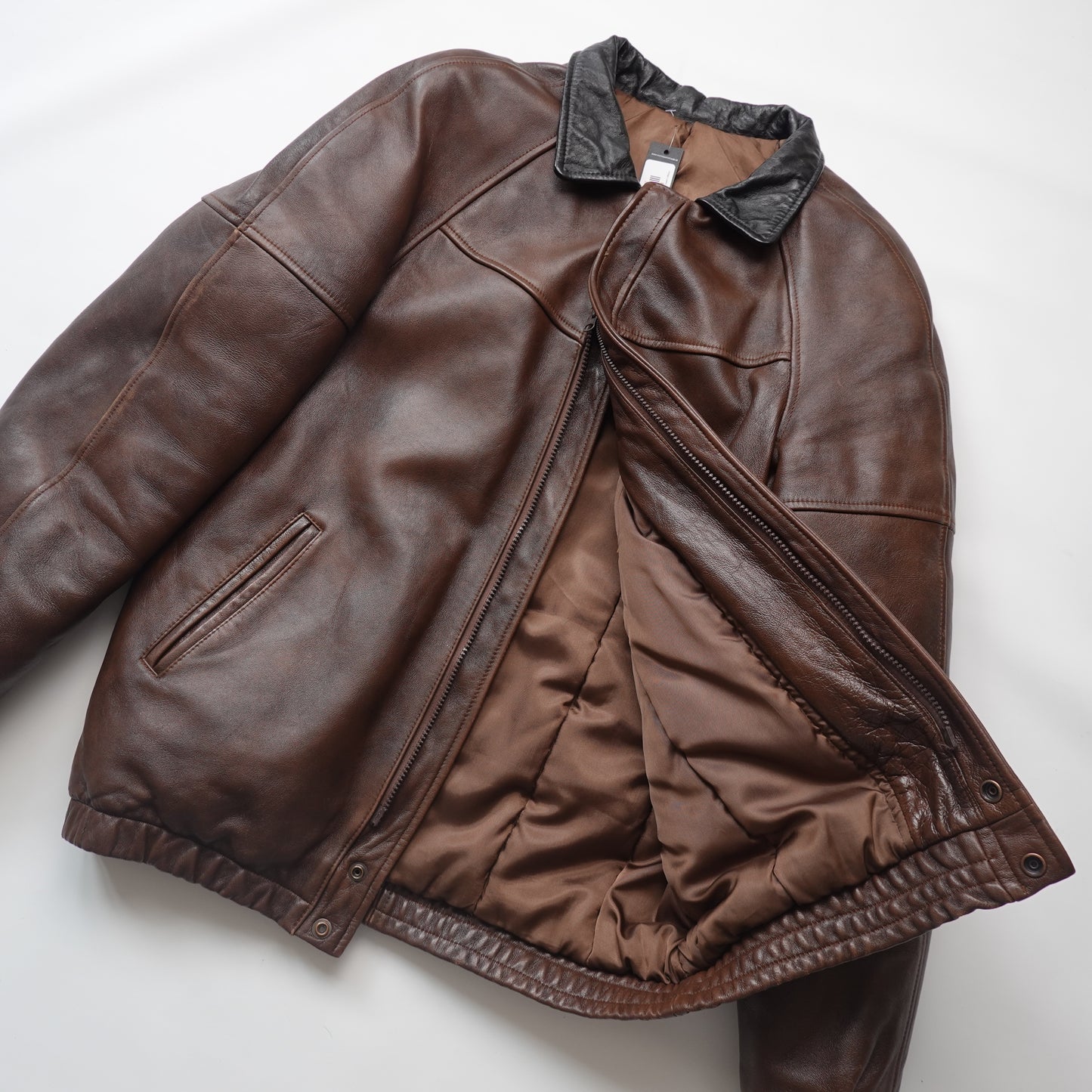 Vintage Leather Insulated Brown Jacket - Size XL