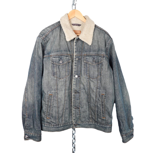 2004 Gap Sherpa Lined Denim Jacket - Size L