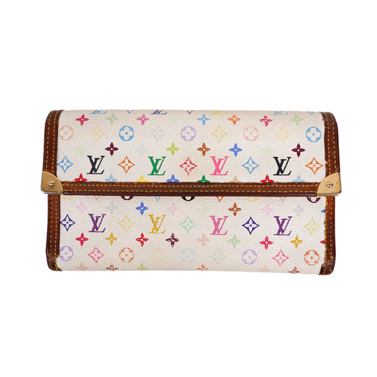 Louis Vuitton x Takashi Murakami White Multicolore Sarah Wallet