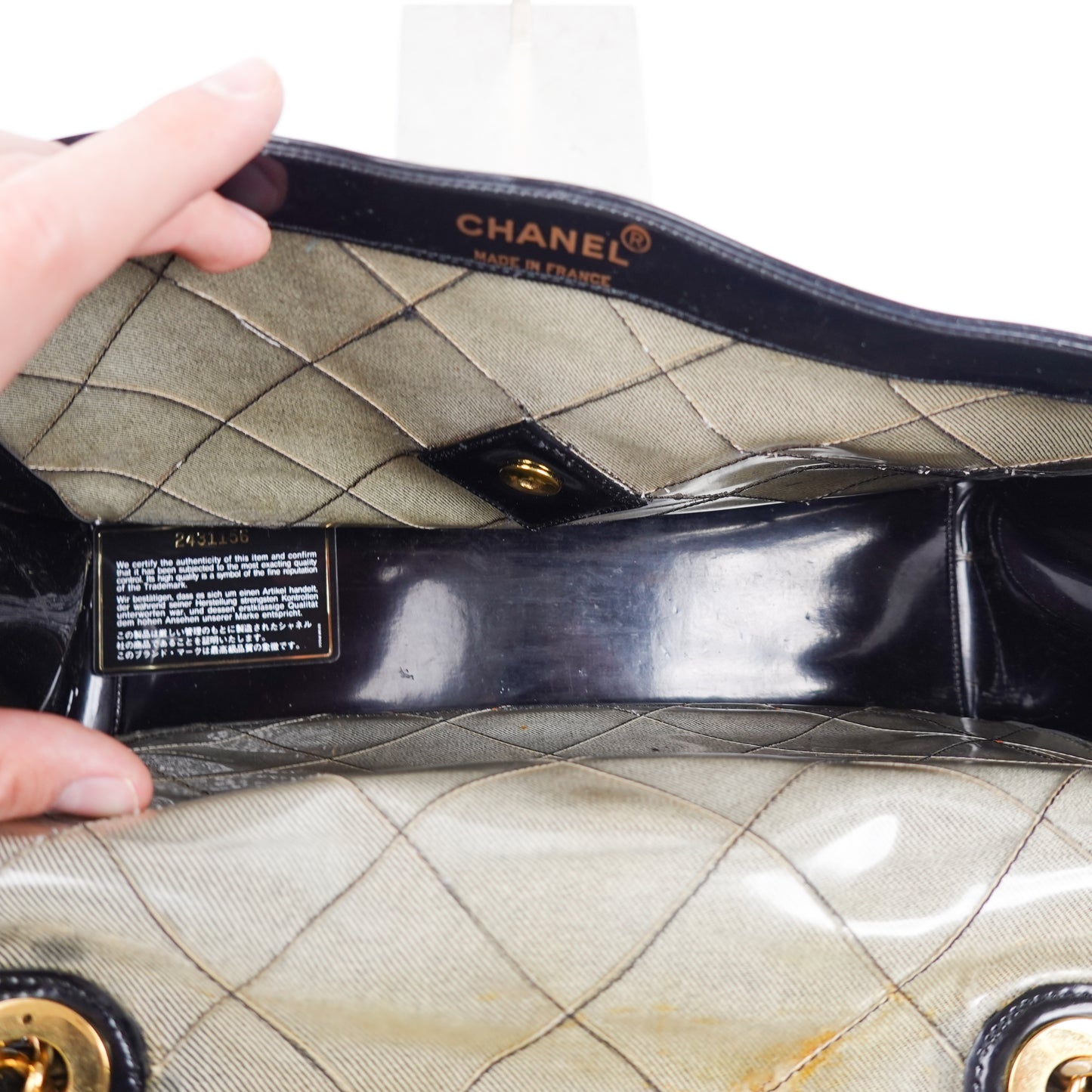 1990s Chanel Maxi Single Flap Bag - Denim & Patent Leather