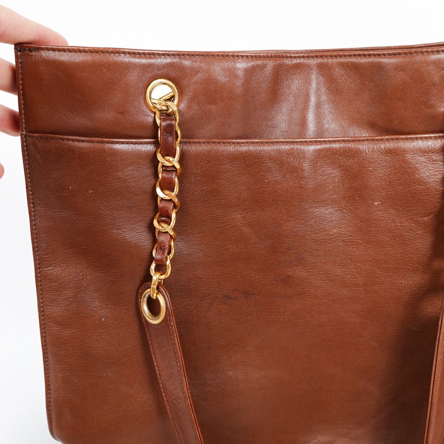 Vintage Chanel 3 Series Brown Lambskin XL CC Shopping Tote (1994–1996)