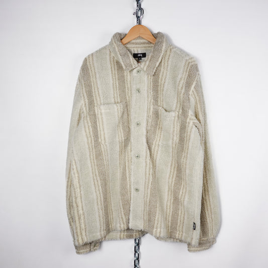 Stussy Fleece Button Up Shirt - Size XL