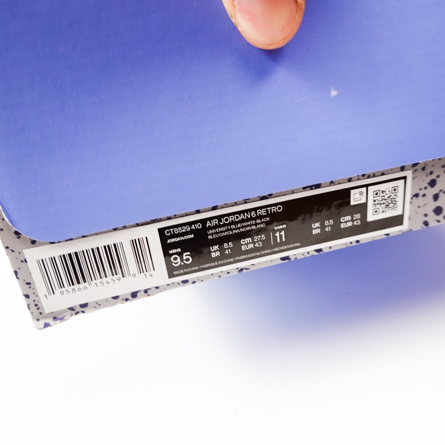 Jordan 6 UNC - Size 9.5